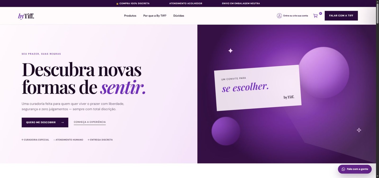 Layout desenvolvido para a loja By Tiff